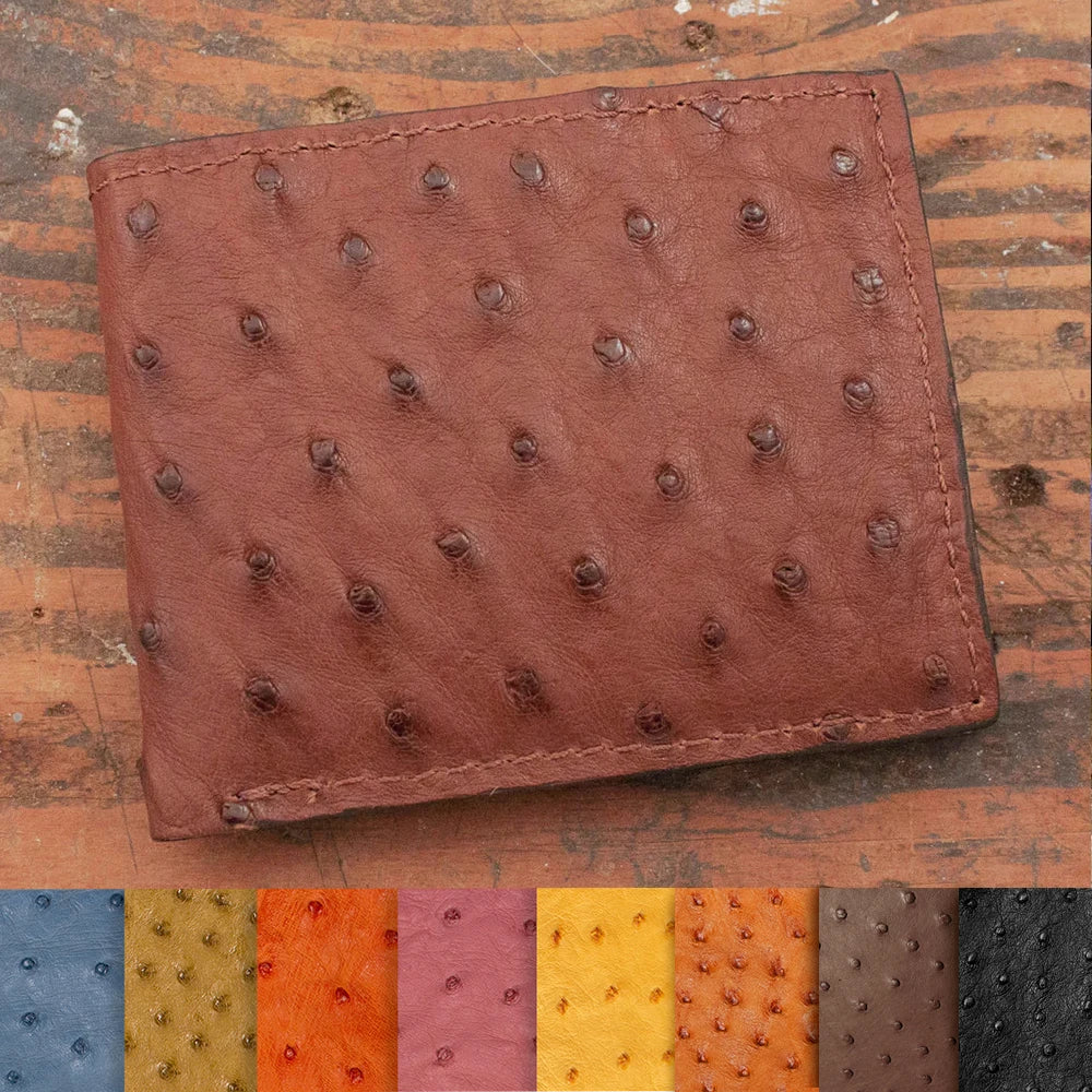 Brown Ostrich Leather Wallet & Belt Combo