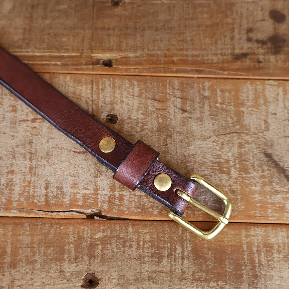 Women's Smooth Black Leather Belt 0.75"