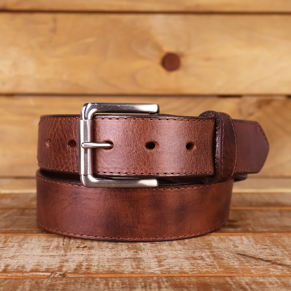 Black Oil Tanned Belt with Scallops 1.5"