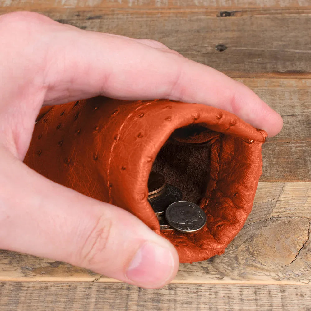 Ostrich Orange Coin Pouch