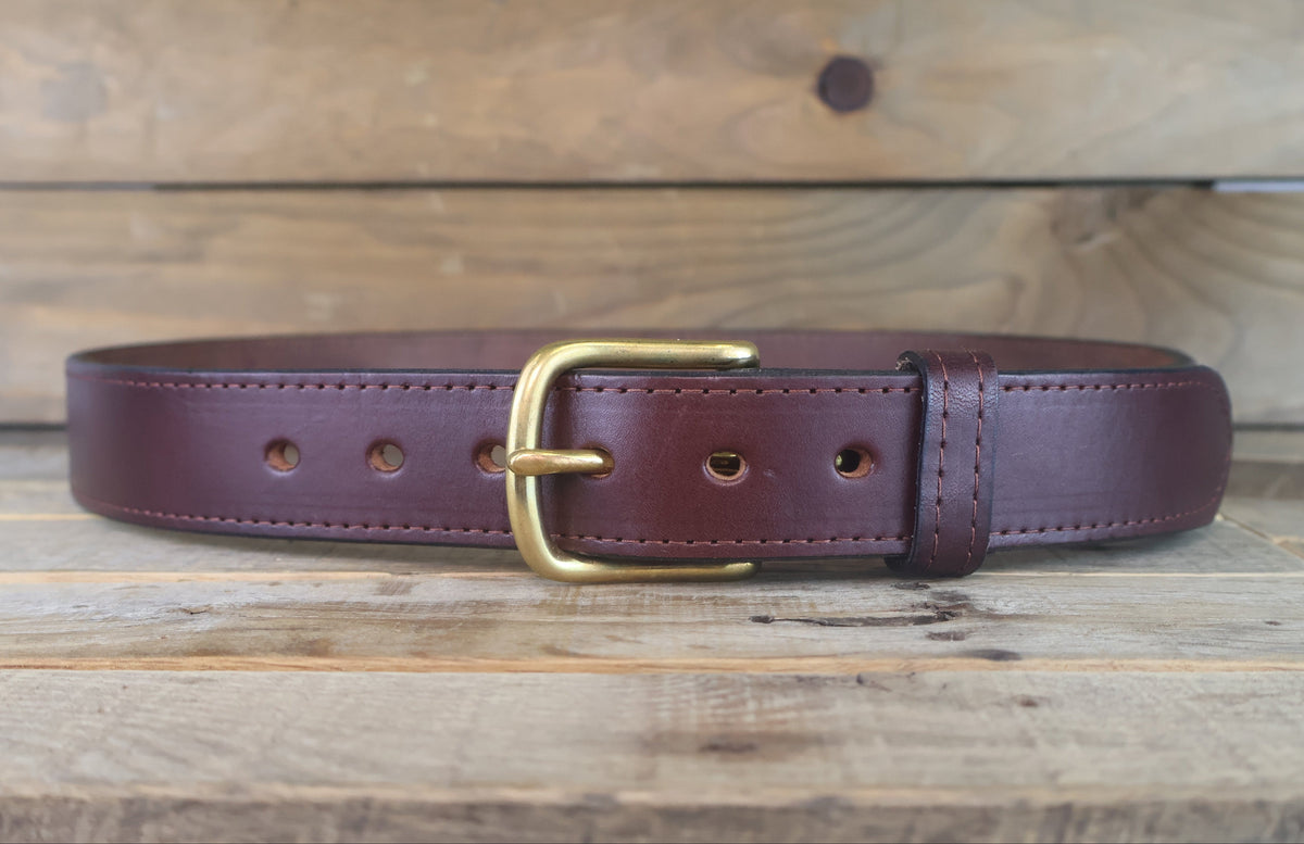 Stitched Brown Leather Belt