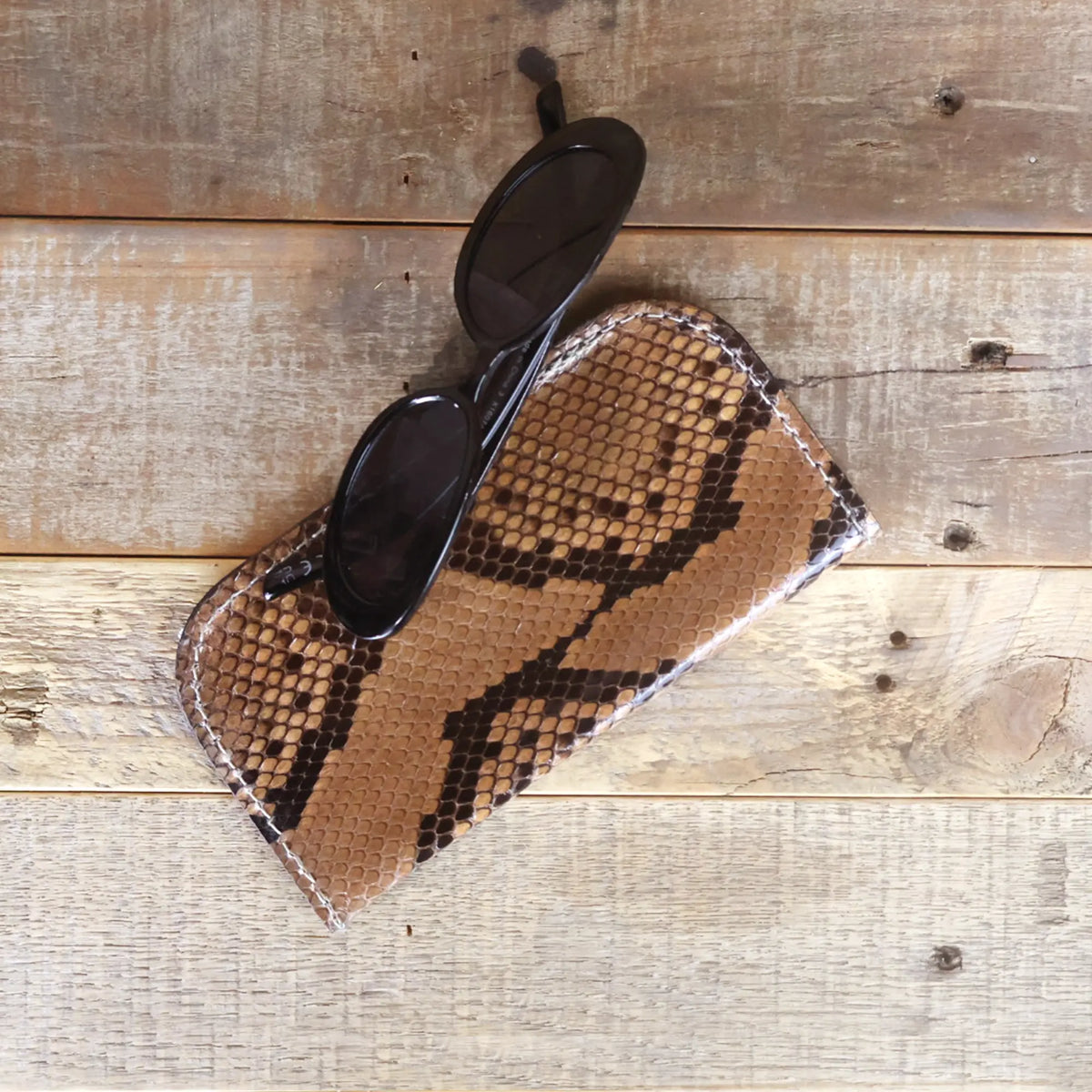 Python Caramel Glasses Case & Clutch Bundle