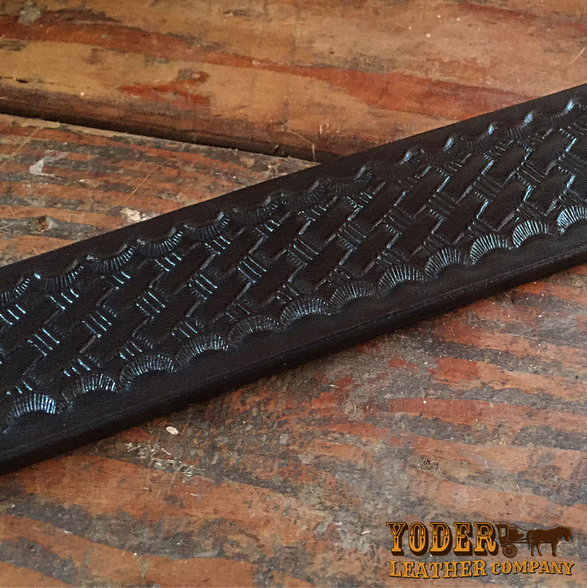 Basket Weave Leather Black Belt