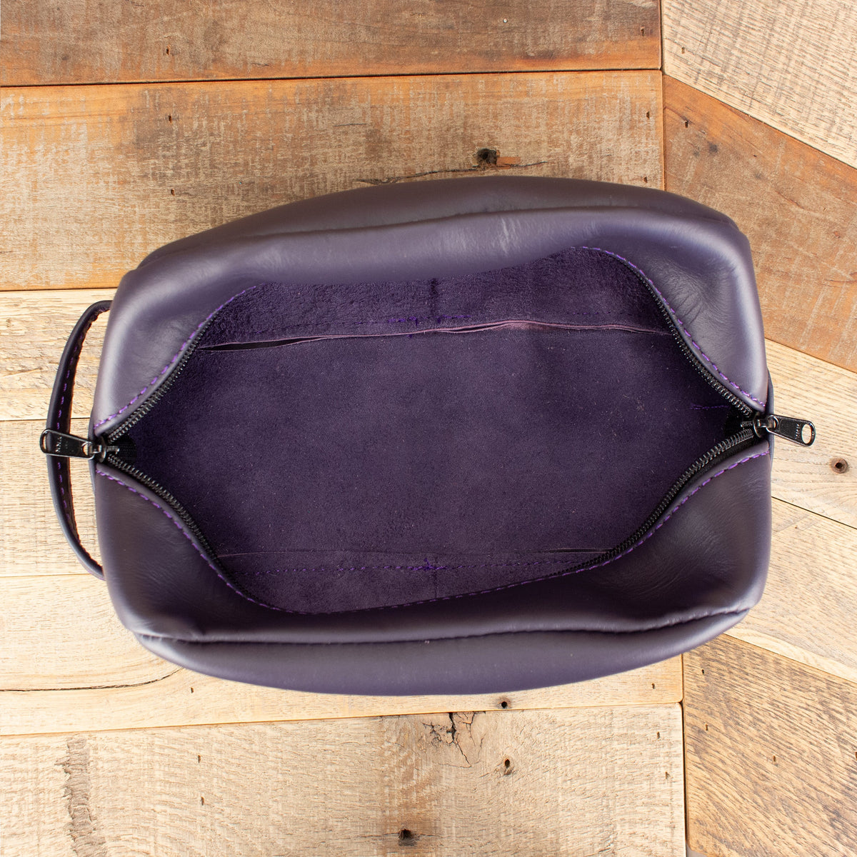 Women's Cowhide Purple Cosmetic Bag