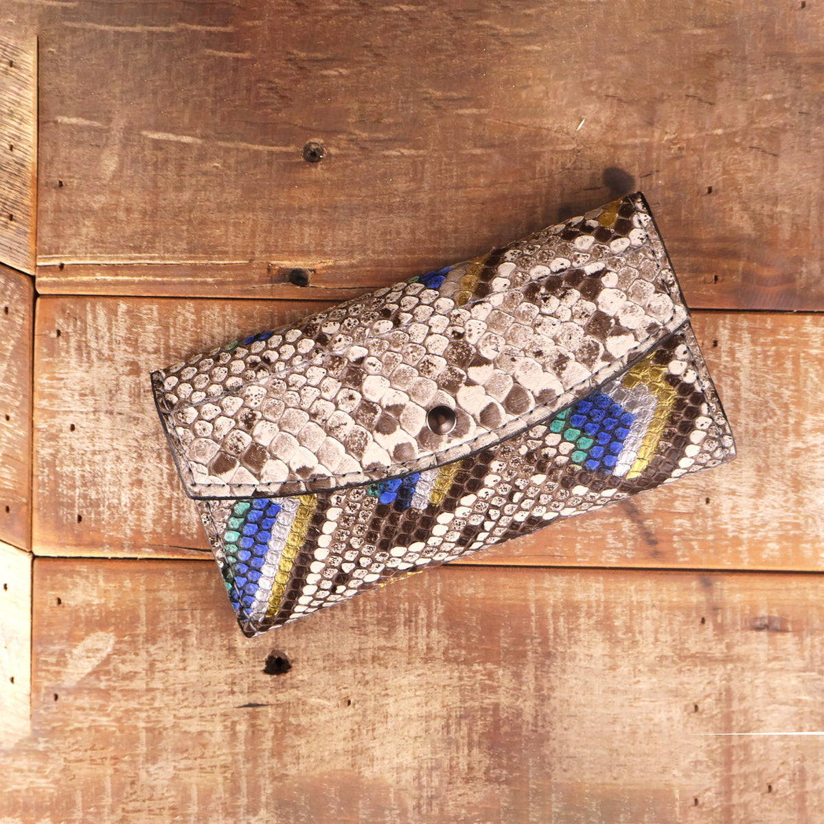 Python Hand Painted Peacock Glasses Case & Clutch Bundle