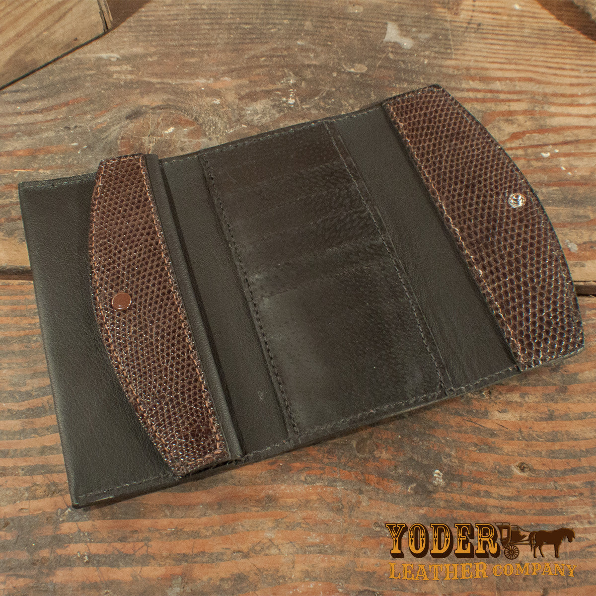 Women's Lizard Brown Clutch
