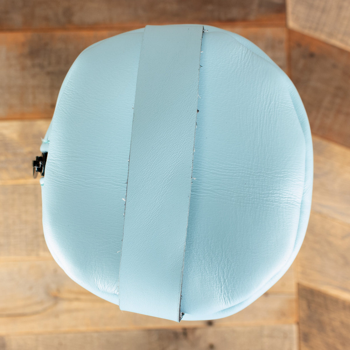 Women's Cowhide Baby Blue Leather Toiletry Bag
