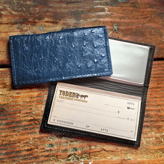 Ostrich Blue Checkbook Cover