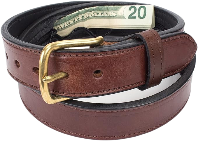 Stitched Brown Money Belt - SALE ITEM - Multiple Sizes