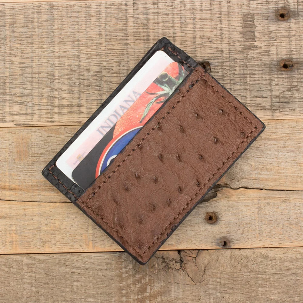 Ostrich Brown Money Clip Wallet