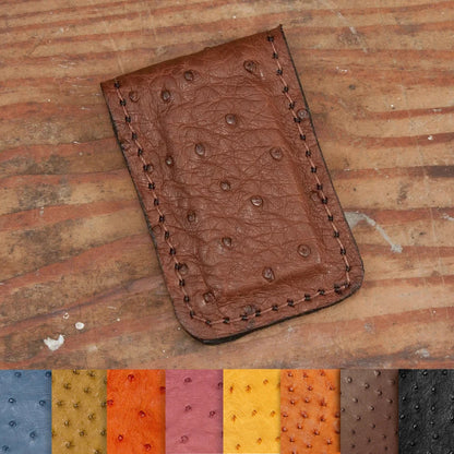 Ostrich Brown Cash Clip