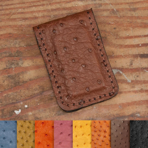 Ostrich Brown Cash Clip