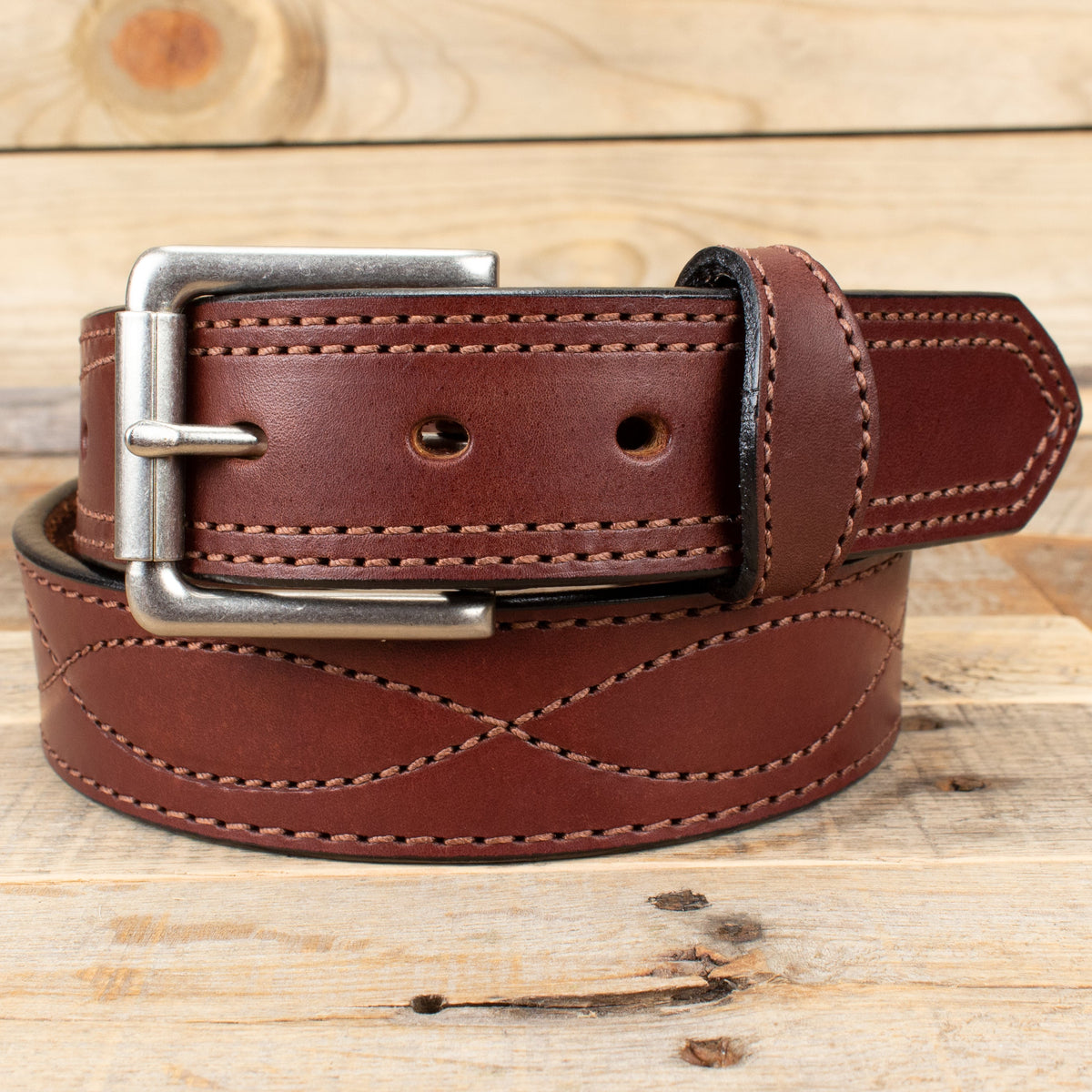 Dark Brown Figure 8 Belt & Cowhide Cash Clip Combo