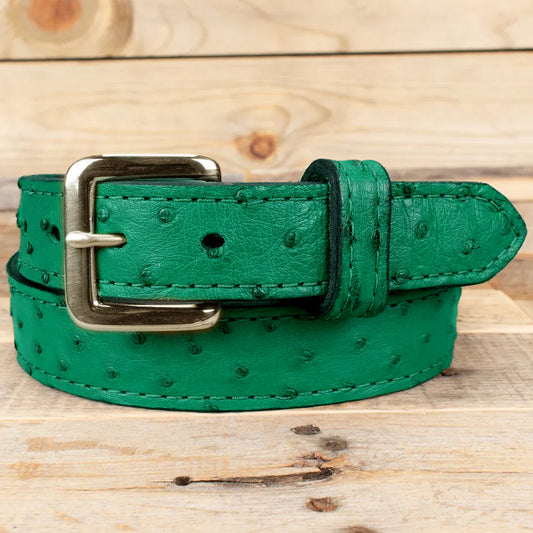 Green Ostrich Dress Belt 1.25