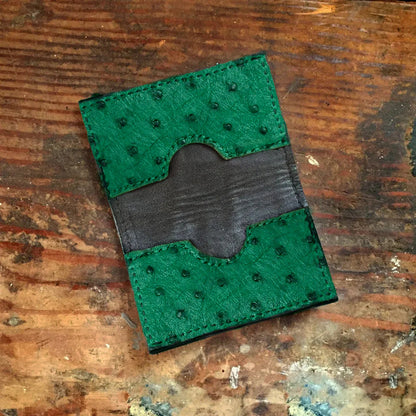 Ostrich Green Card Case Wallet
