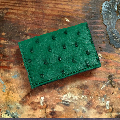 Ostrich Green Card Case Wallet