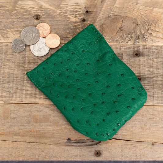 Ostrich Green Coin Pouch