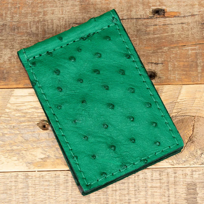Ostrich Green Skinny Money Clip Wallet