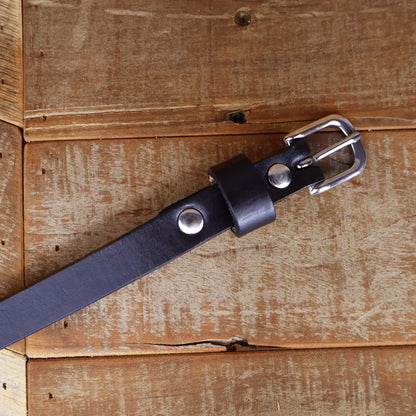 Women's Smooth Black Leather Belt 0.75"