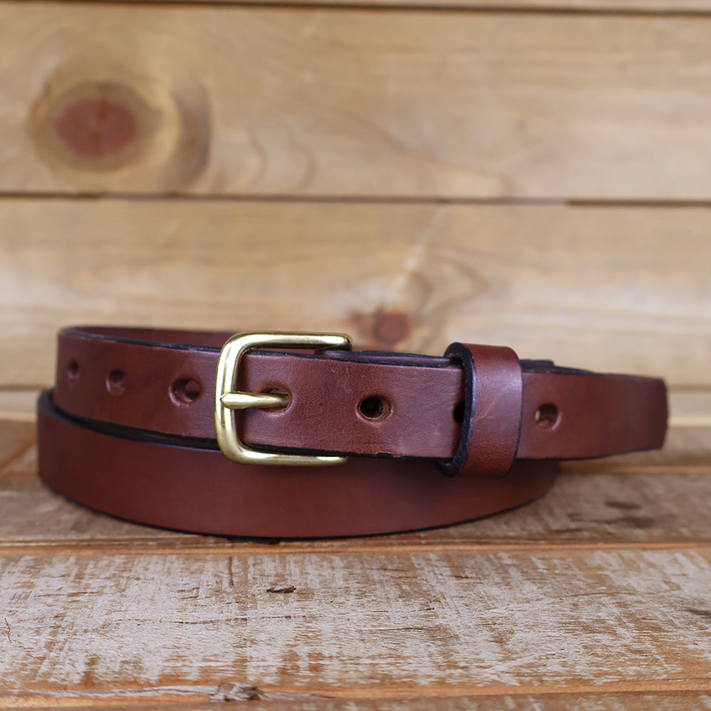 Women's Smooth Black Leather Belt 1"