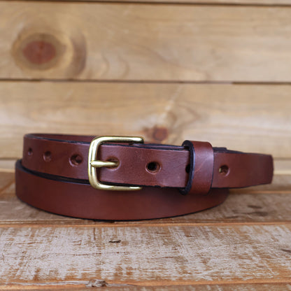 Women's Smooth Black Leather Belt 1"