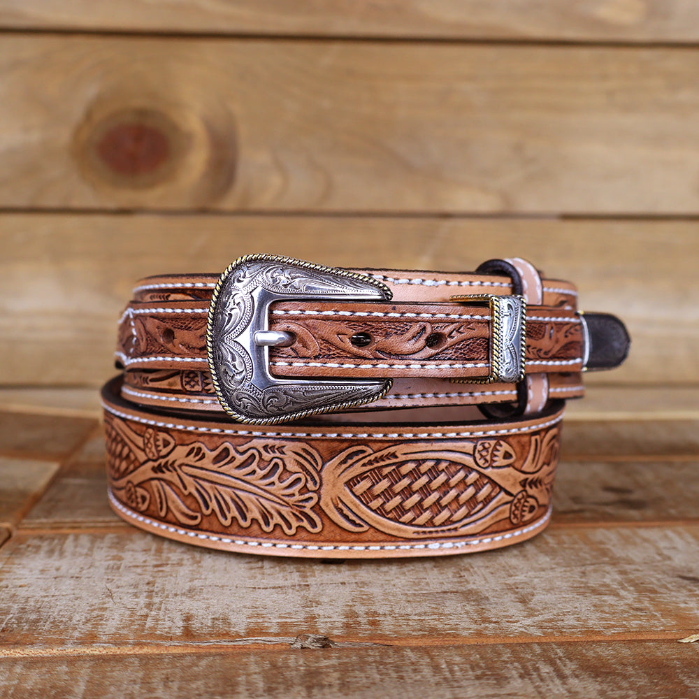 Western Ranger Black Belt with Silver Buckle Set