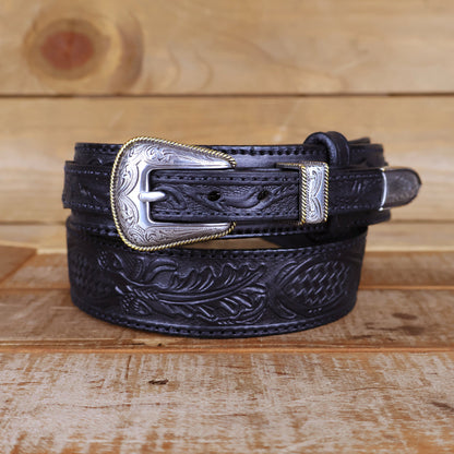 Western Ranger Brown Belt with Silver Buckle Set