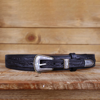 Western Ranger Brown Belt with Silver Buckle Set