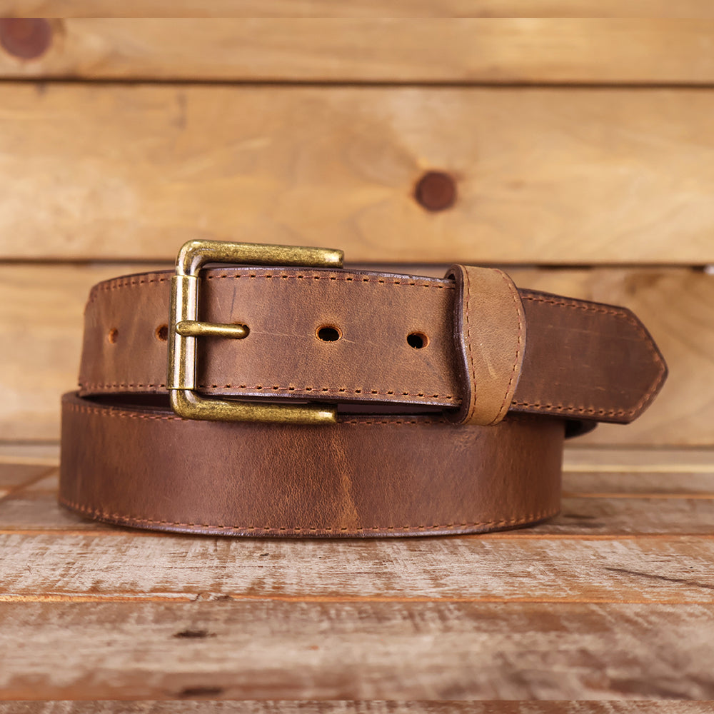 Black Oil Tanned Belt with Scallops 1.5"