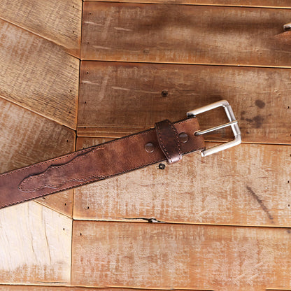 Black Oil Tanned Belt with Scallops 1.5"