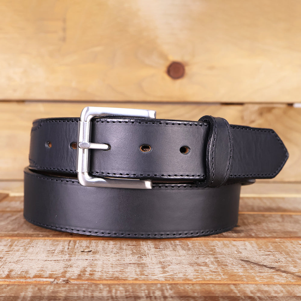 Black Oil Tanned Belt with Scallops 1.5"