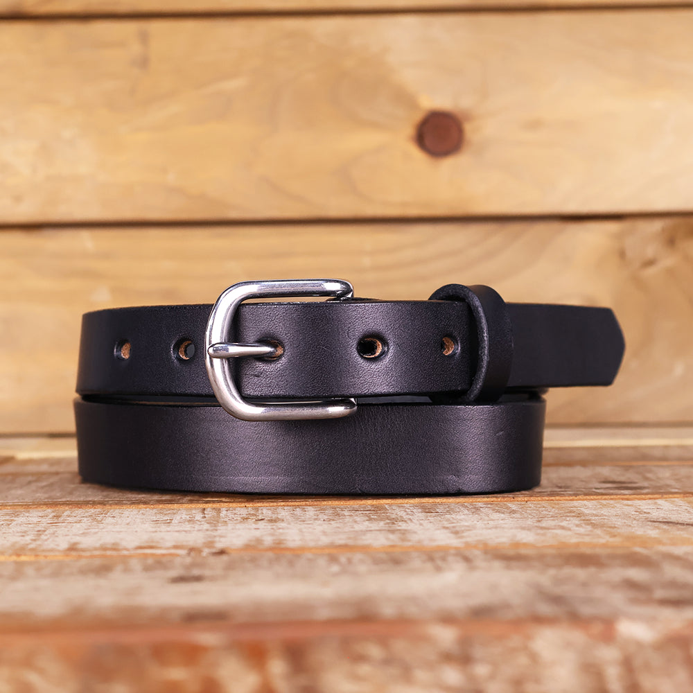 The Dakota - Women's Black Smooth 1" Belt with Silver Buckle
