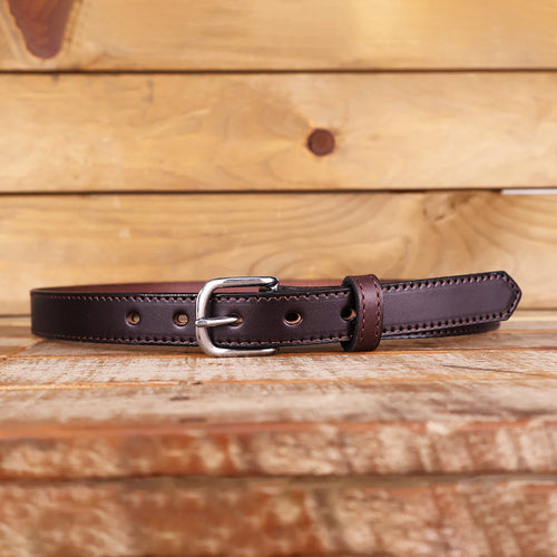 The Stitched Dakota - Women's Dark Brown Smooth 1" Belt with Silver Buckle
