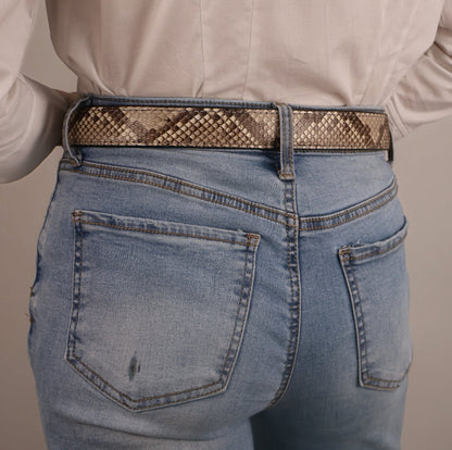 Women's Python Snakeskin Leather Belt - 1.25"