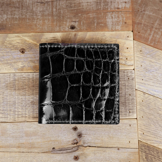 Alligator Full Gloss Black Hipster Wallet