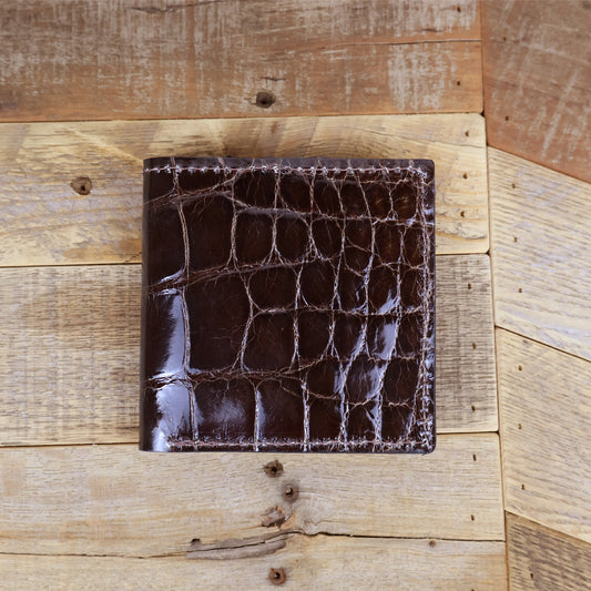 Alligator Full Gloss Brown Hipster Wallet