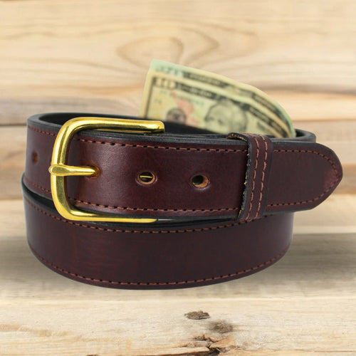 Stitched Brown Money Belt For Men