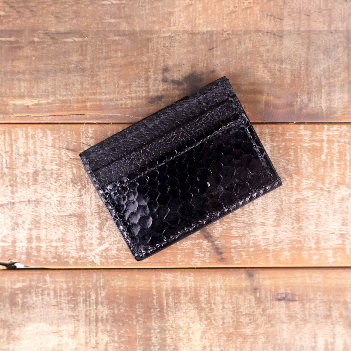 Python Glossy Black Money Clip Wallet