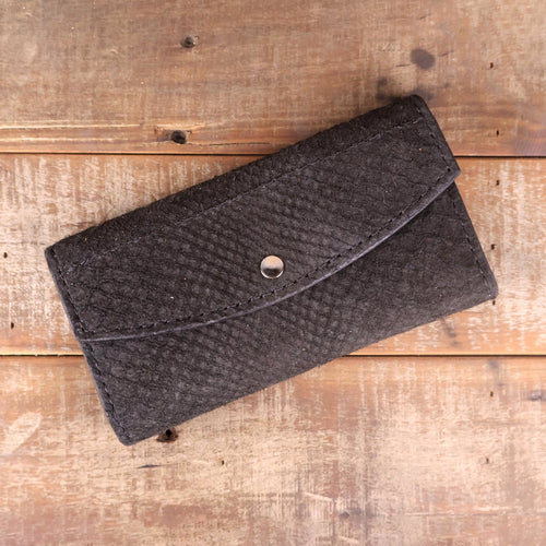 Women's Python Black Suede Clutch