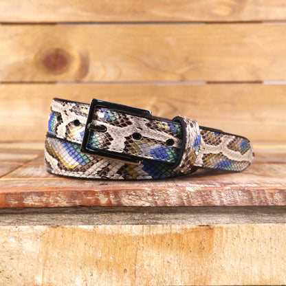 Python Hand Painted Peacock Clutch & Belt Bundle