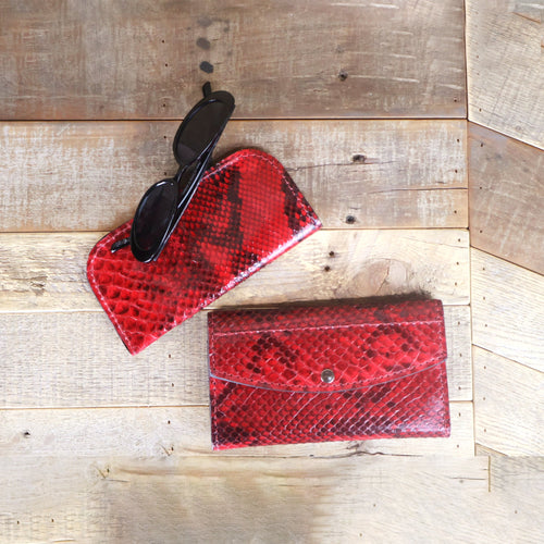 Python Red Glasses Case & Clutch Bundle
