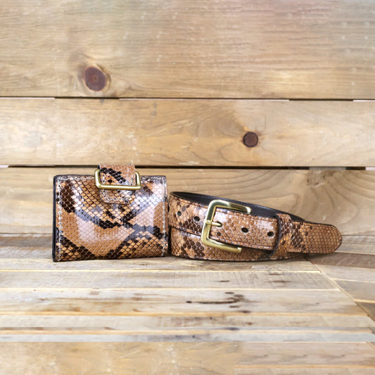 Python Caramel Women's Wallet & Belt Bundle