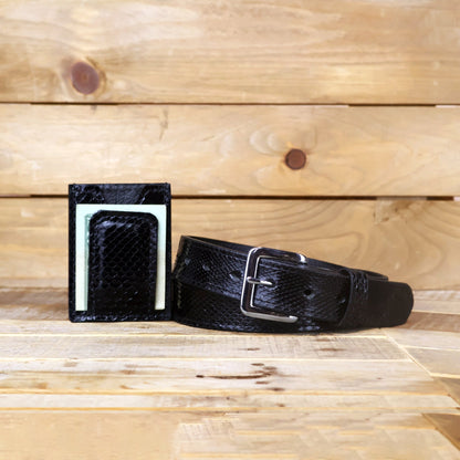 Python Glossy Money Clip Wallet & Belt Bundle