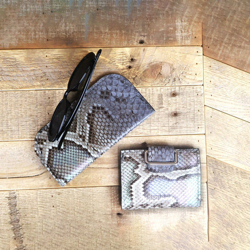 Python Hand Painted Opal Glasses Case & Women's Wallet Bundle