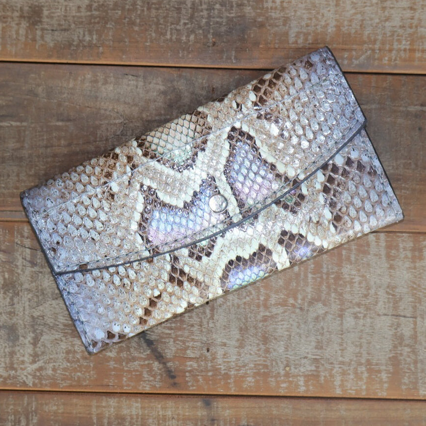 Women's Python Hand Painted Opal Clutch