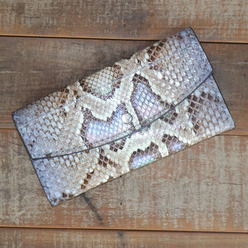 Women's Python Hand Painted Opal Clutch