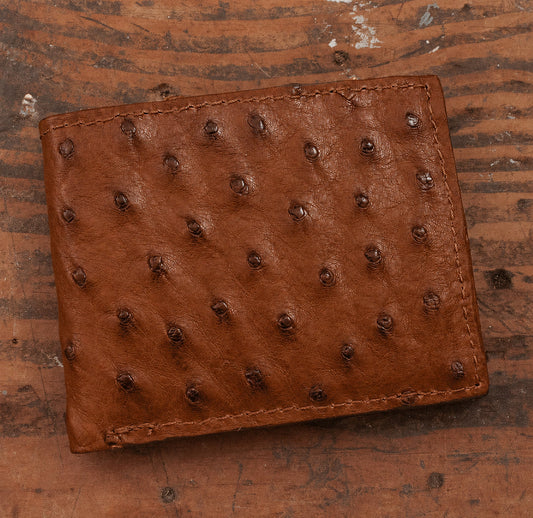 Ostrich Cognac Bifold Wallet