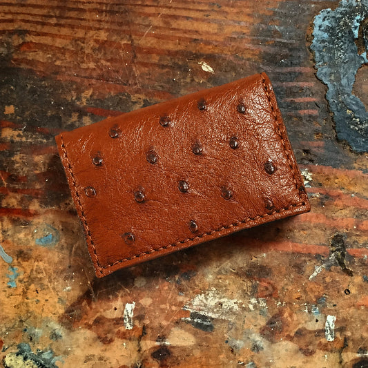 Ostrich Cognac Card Case Wallet