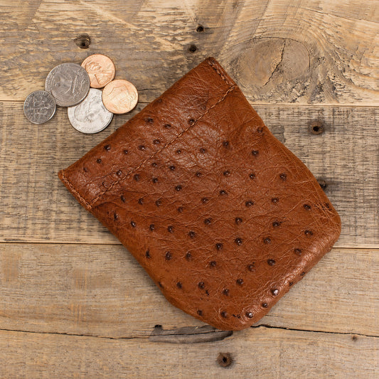 Ostrich Cognac Coin Pouch