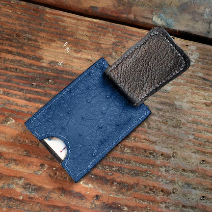 Ostrich Blue Money Clip Wallet